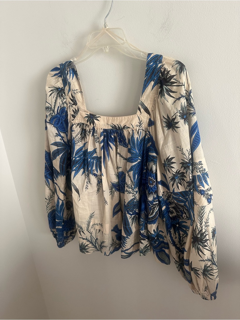 Banana Republic square neck tropical floral print 100% cotton blouse size medium - Picture 3 of 7